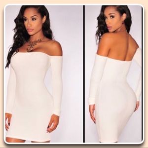 NWOT Sexy Cream Color Off Shoulder Dress 👡